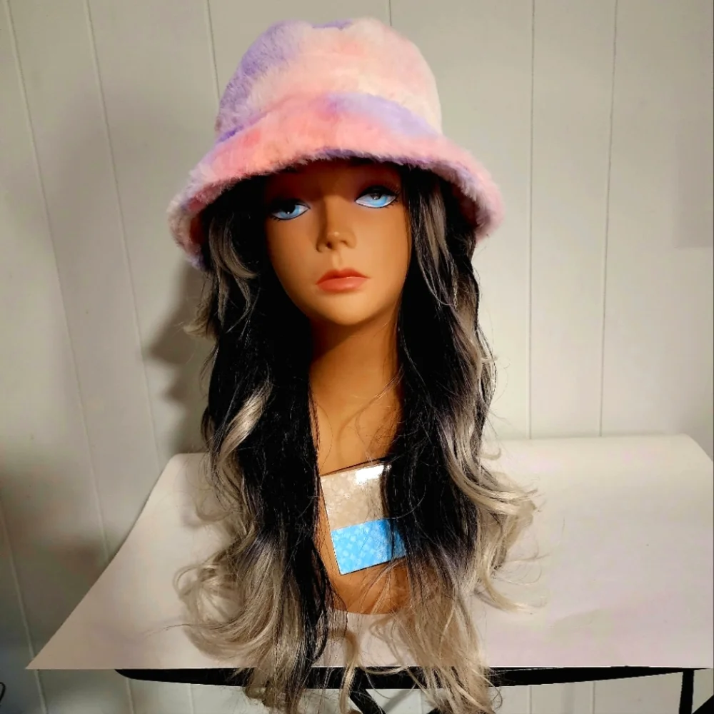 New Dolls Kill Fuzzy Soft , Faux Fur Tye Dye Bucket Hat - Picture 3 of 8